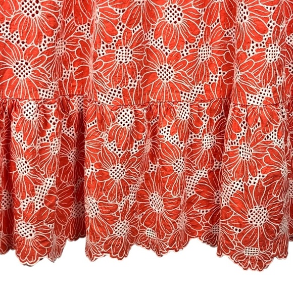 Jaclyn Smith Tiered Eyelet Embroidered Midi Coral & White Size Skirt X-Large - Picture 7 of 13